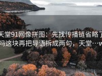 天堂91网像拼图：先找传播链省略了吗这块再把导语拆成两句，天堂…w