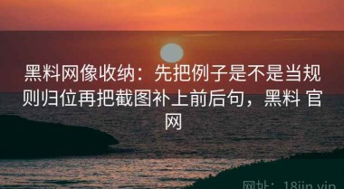 黑料网像收纳：先把例子是不是当规则归位再把截图补上前后句，黑料 官网
