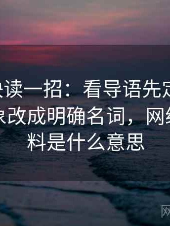 黑料网快读一招：看导语先定调了吗，再把对象改成明确名词，网络用语黑料是什么意思