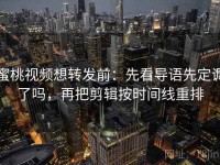 蜜桃视频想转发前：先看导语先定调了吗，再把剪辑按时间线重排