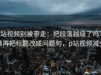 p站视频别被带走：把段落越级了吗写清再把标题改成问题句，p站视频减少
